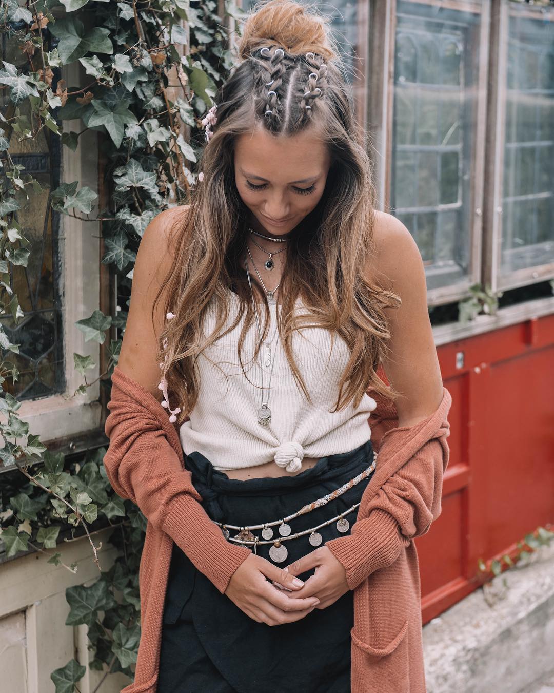 Half Up Braids With Hair Rings And Loose Waves
