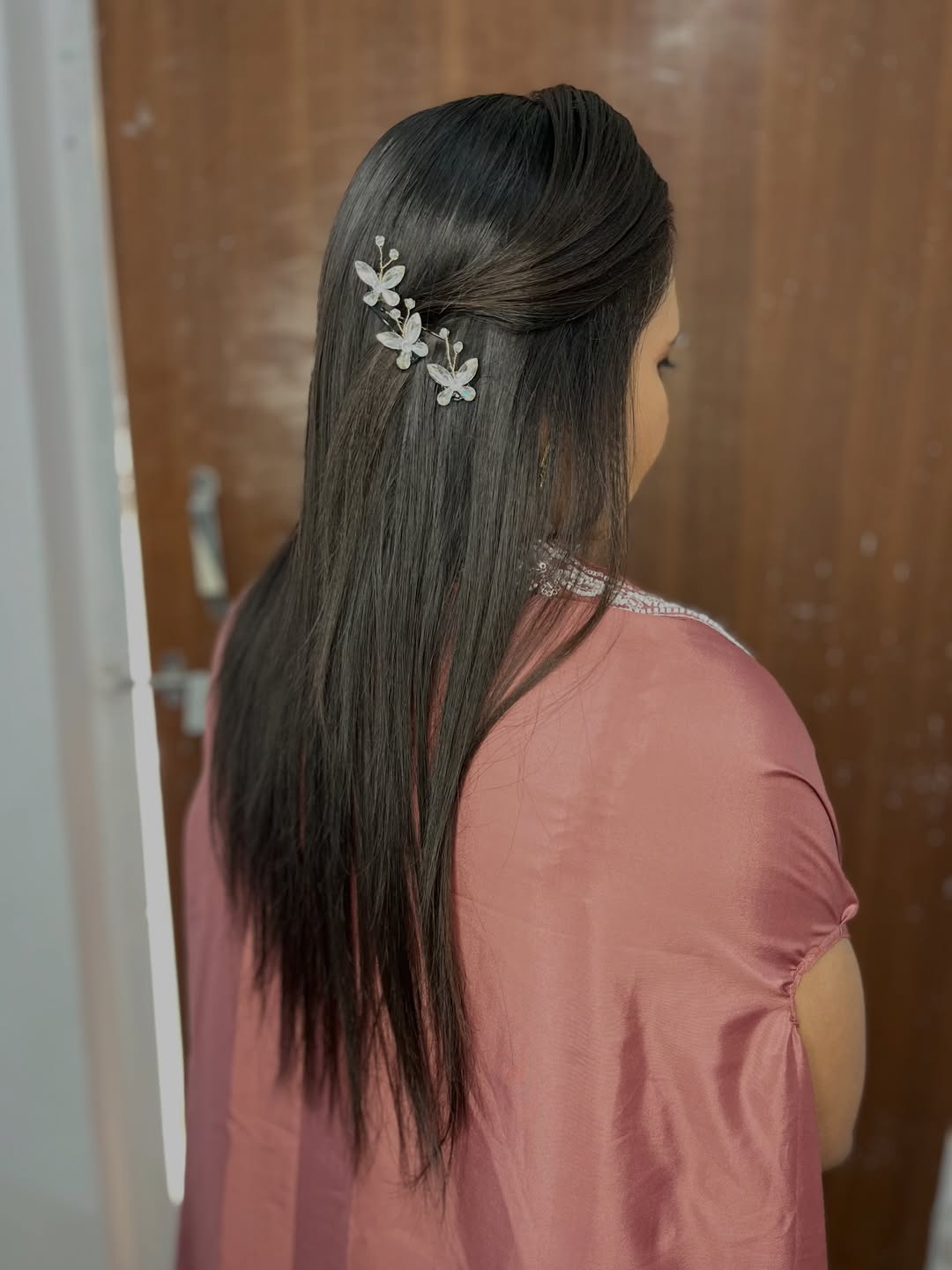 Half-Up Hair With Delicate Butterfly Sparkle Clips
