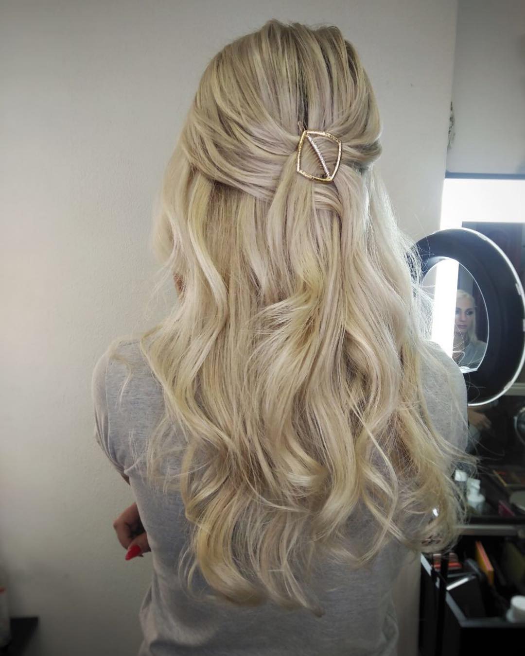 Half-Up Waves With Glamorous Gold Clip