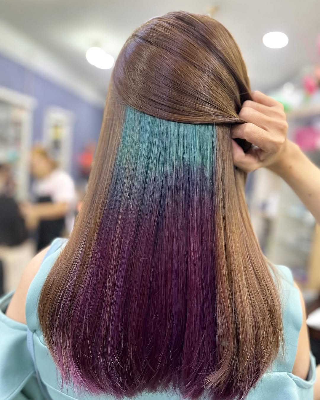 Hidden Teal and Purple Peekaboo Strands