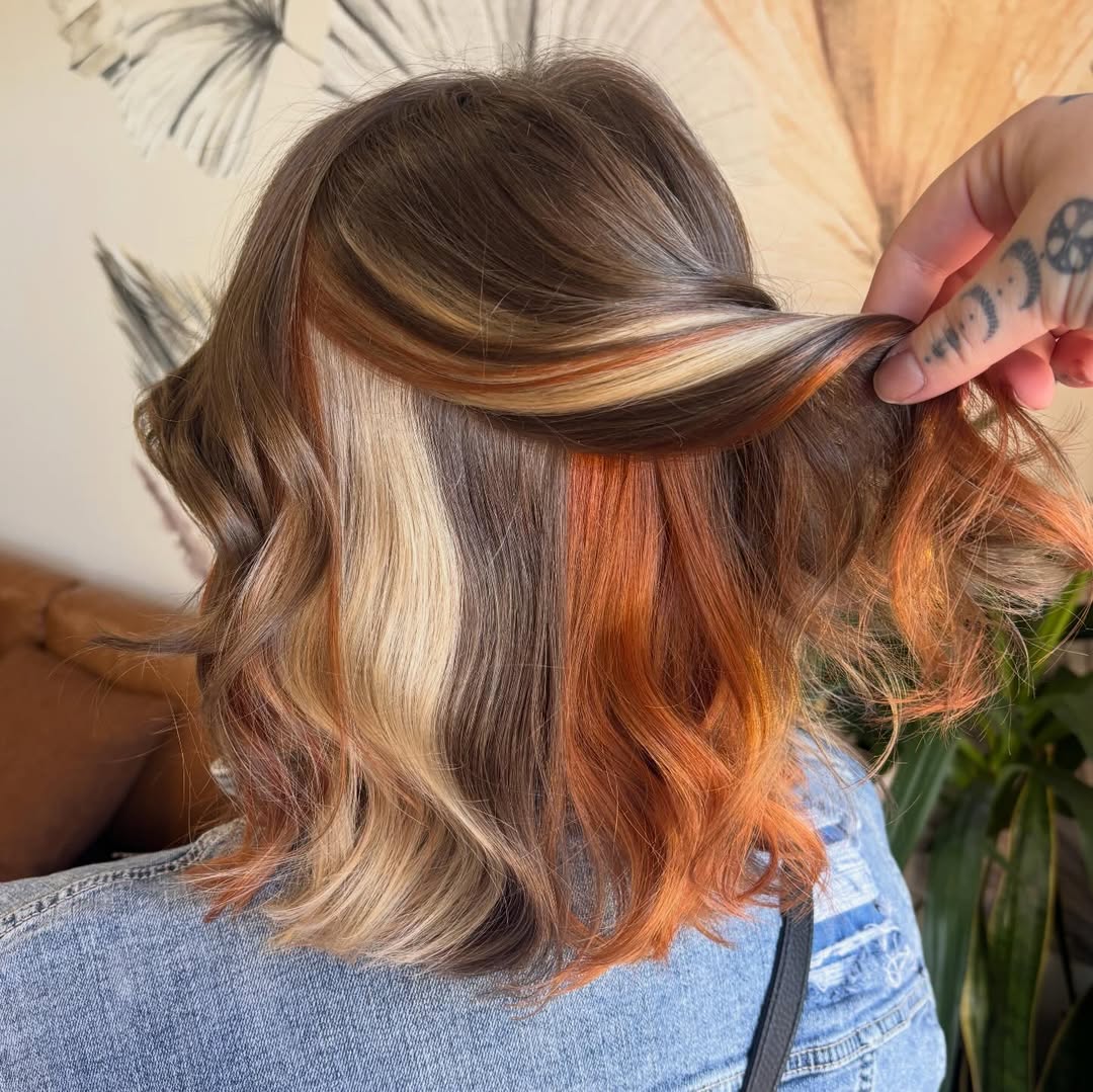 Hidden Vivid Orange and Blonde Peekaboo Streaks
