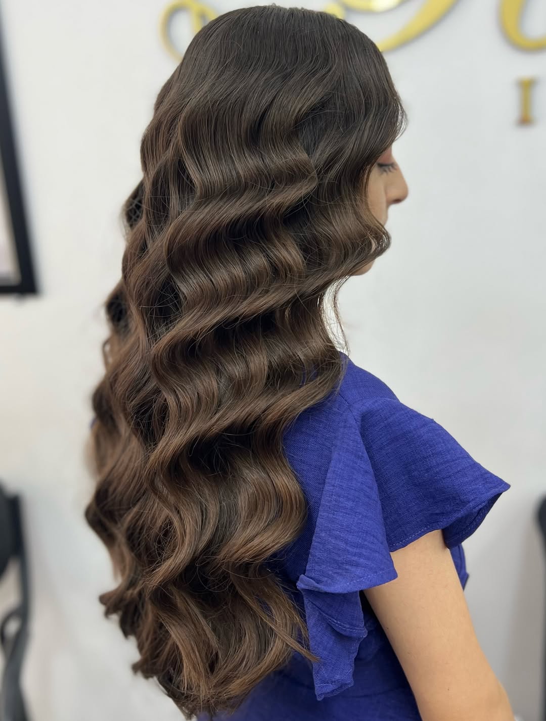 Hollywood Waves Long Glossy Brunette Hair