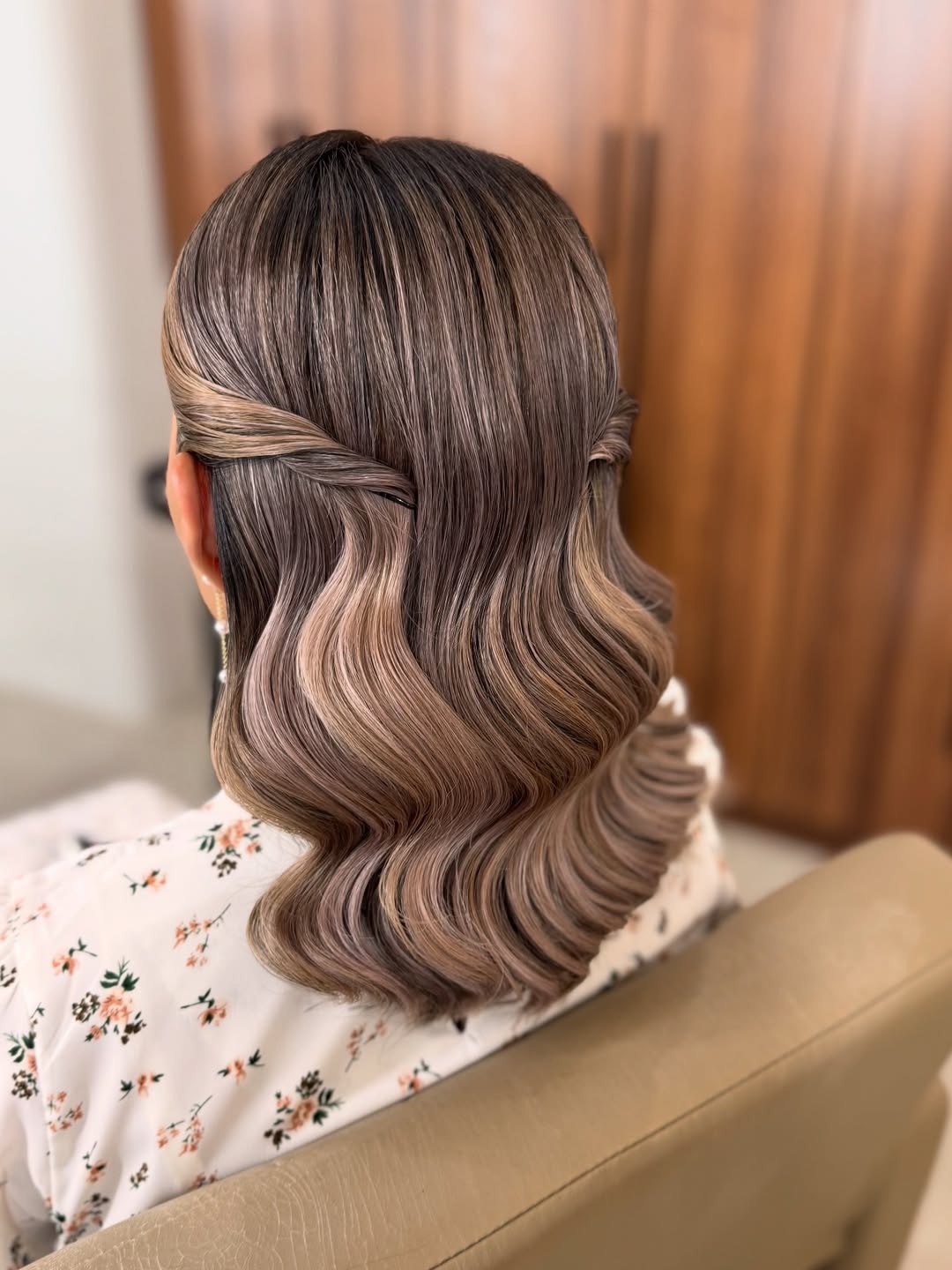 Hollywood Waves With Twisted Half-Up Style
