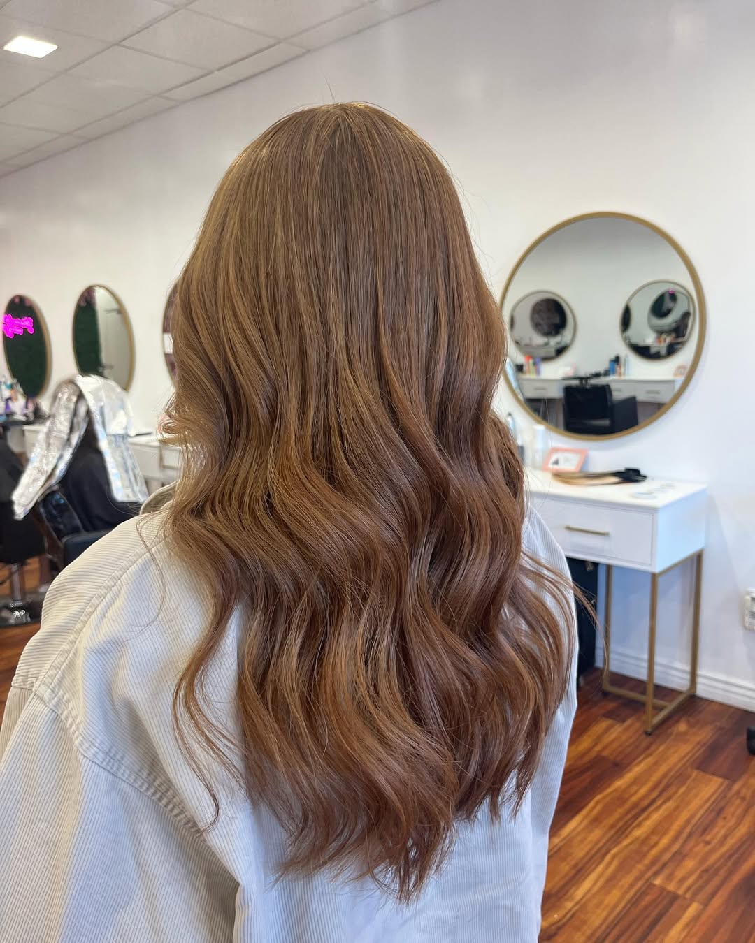 Honey Brown Long Layers With Subtle Waves