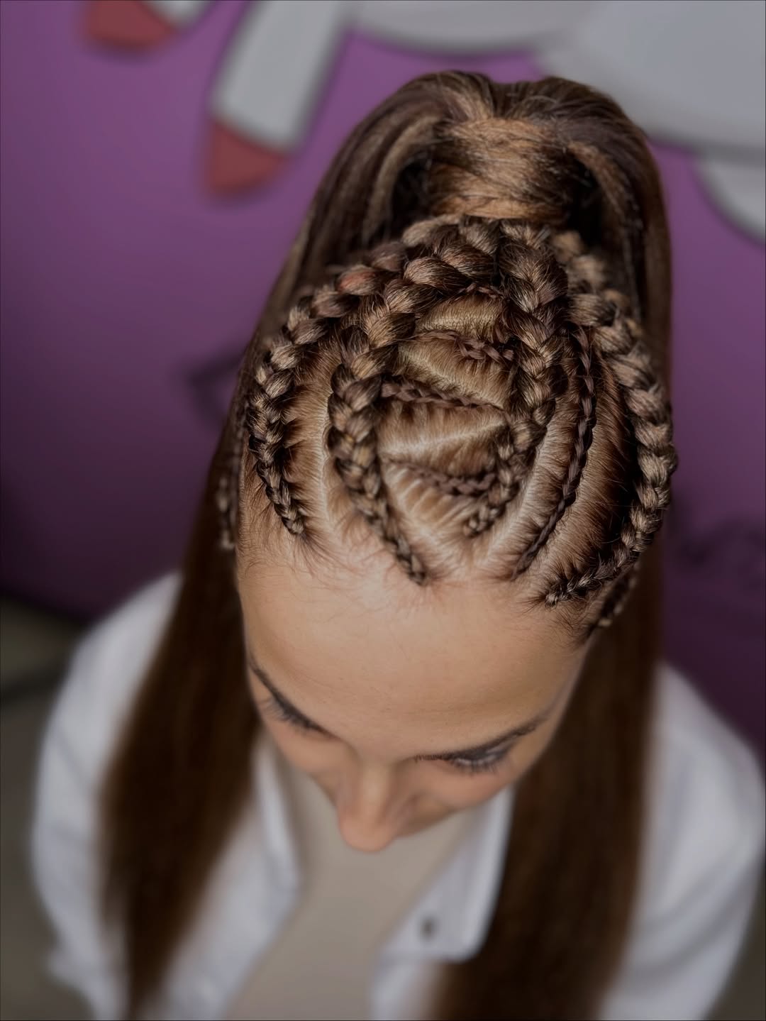 Intricate Cornrow Ponytail With Long Straight Hair
