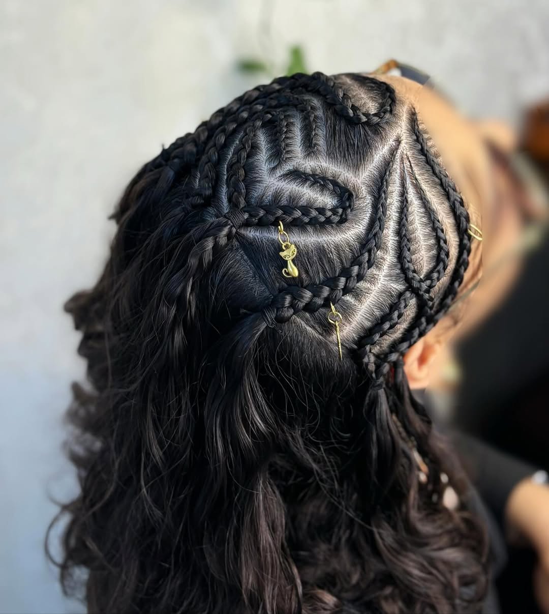 Intricate Geometric Braids With Gold Charms