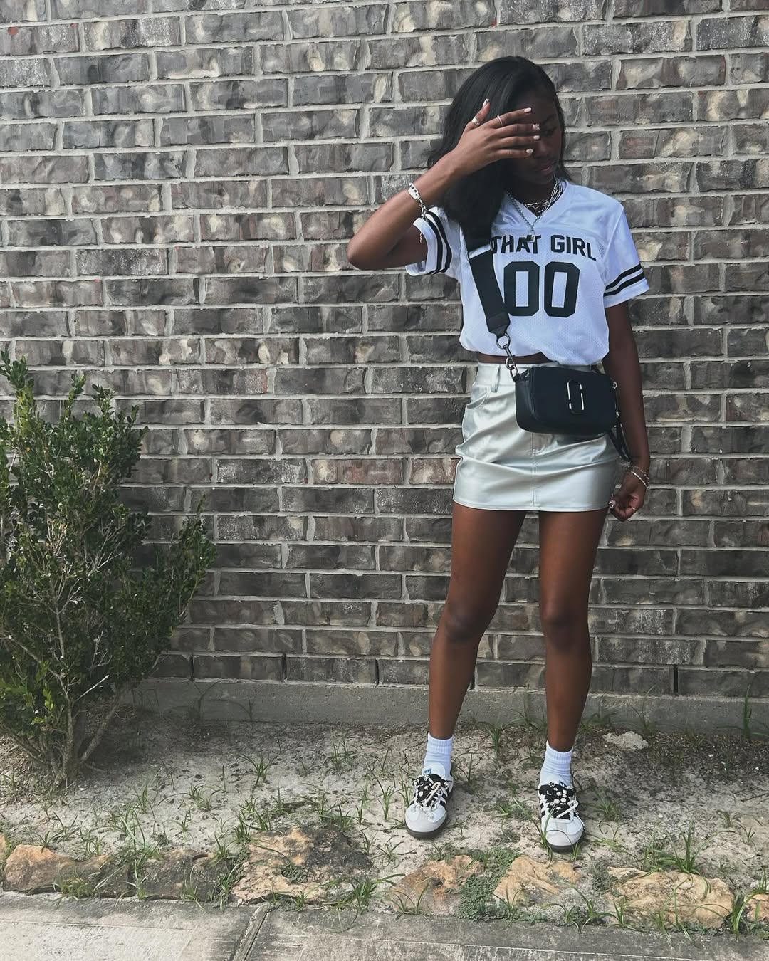 Jersey Crop Top With Metallic Mini Skirt