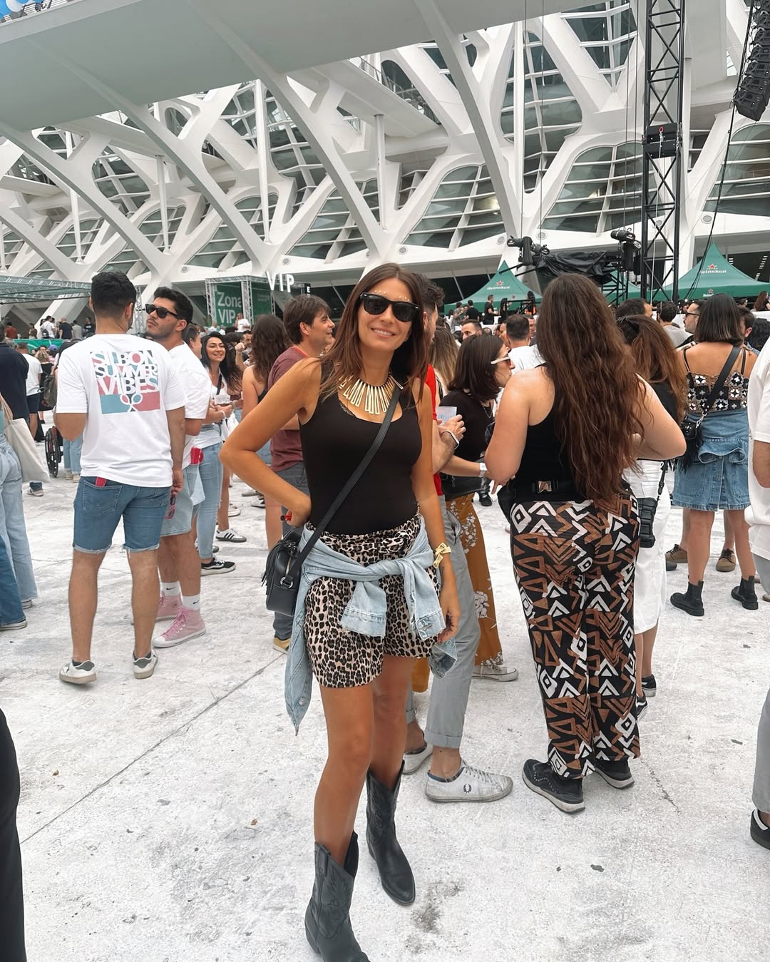 Leopard Mini Skirt & Cowboy Boots Festival Look