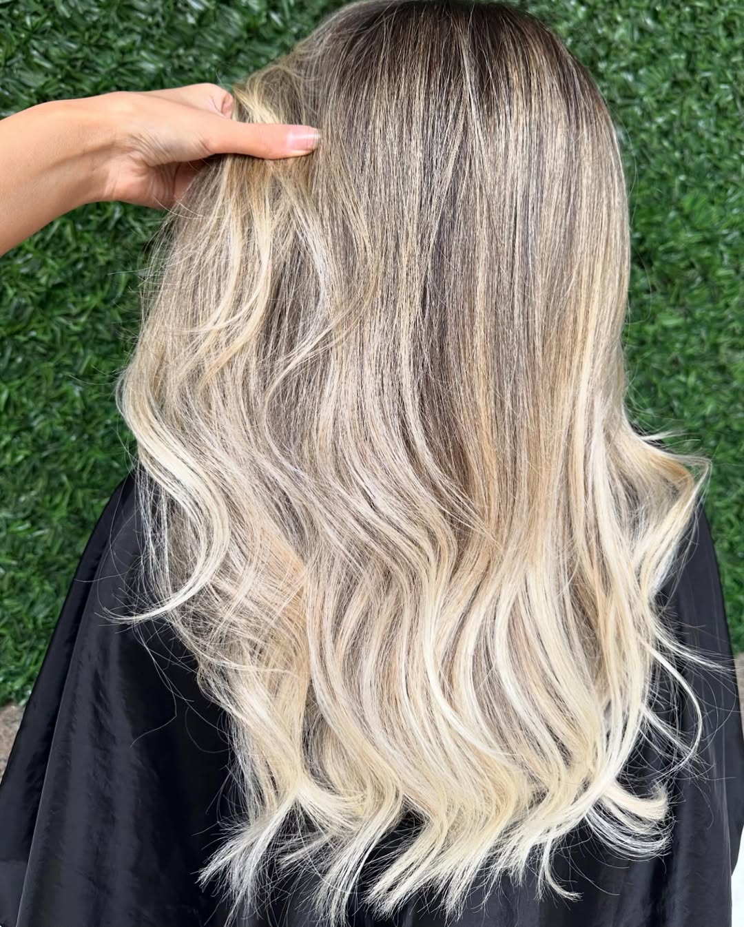 Light Blonde Wavy Hair With Shadow Root