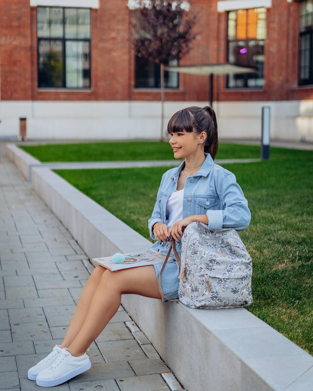 Light Wash Denim Jacket With Matching Shorts Outfit