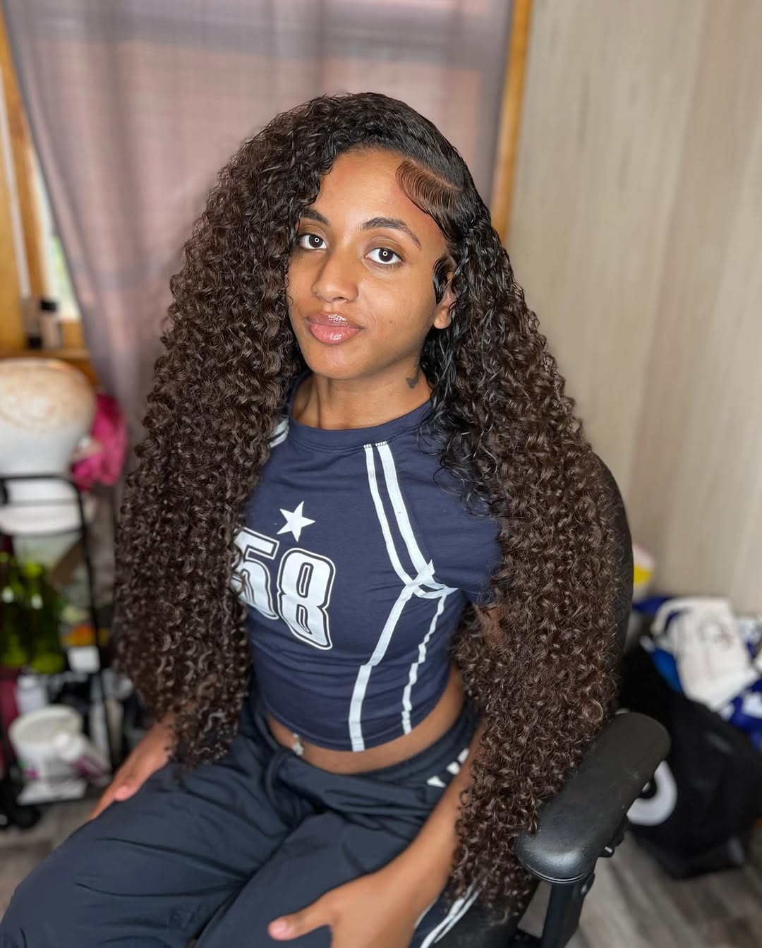Long Curly Weave With Defined Baby Hairs
