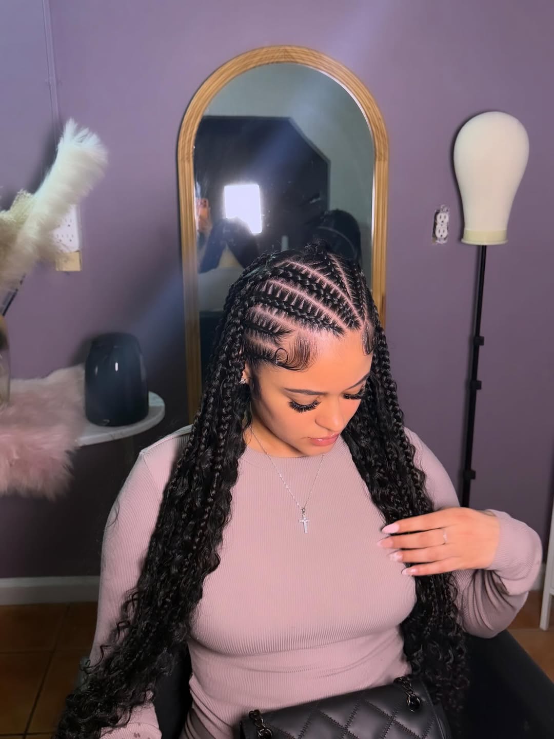 Long Wavy Fulani Braids With Sculpted Baby Hairs