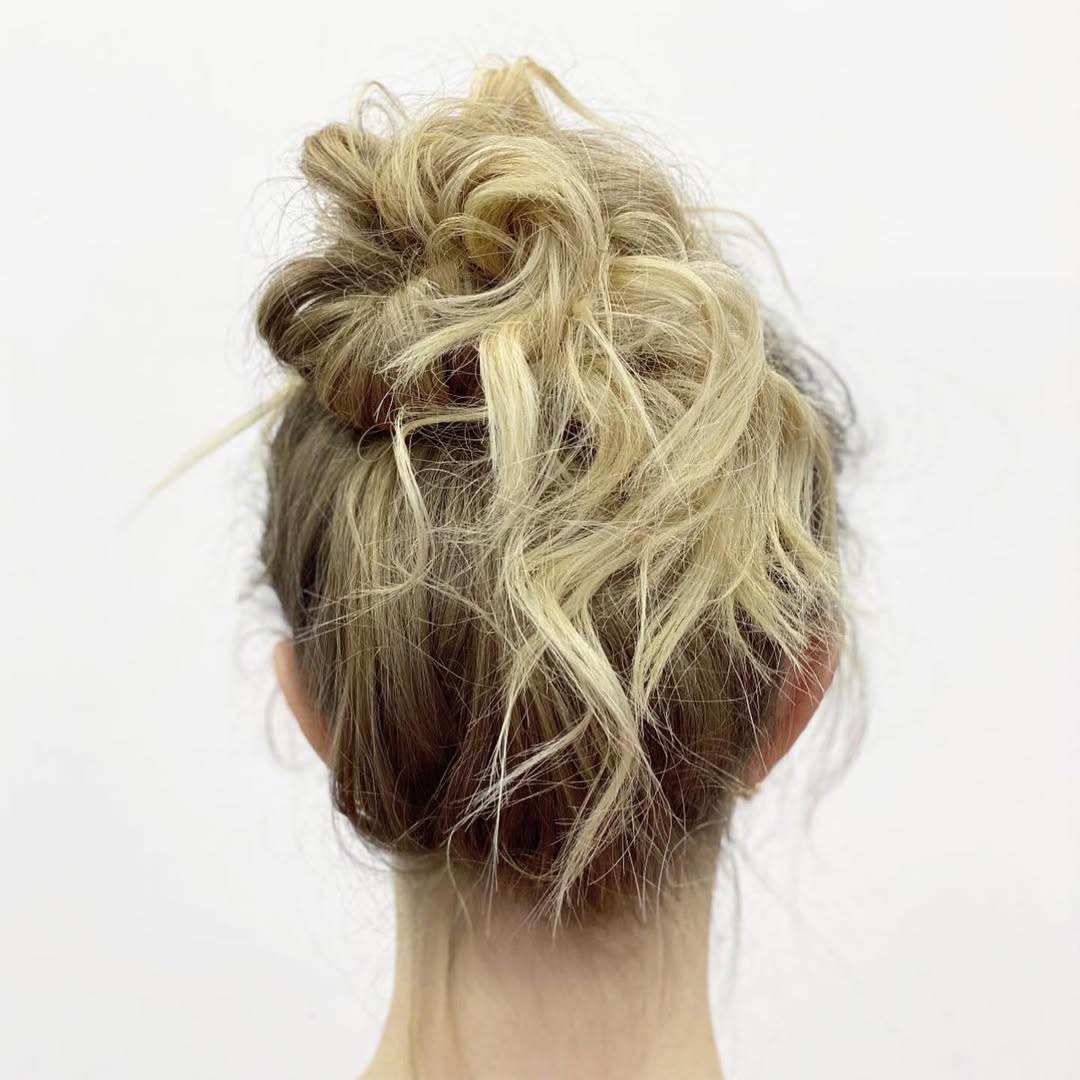 Messy Blonde Balayage Updo For Effortless Style