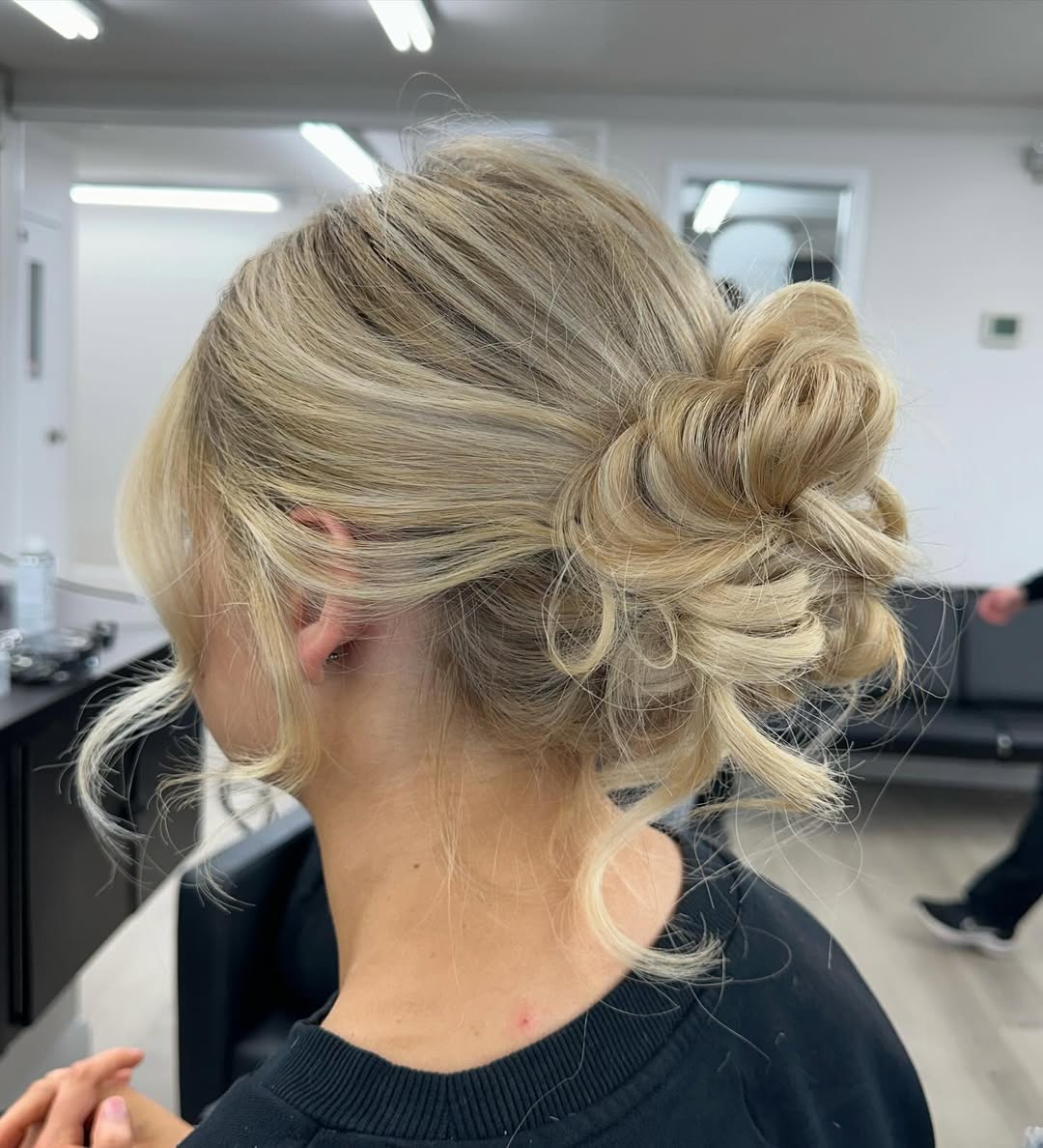 Messy Sculptural Updo Golden Blonde Layers