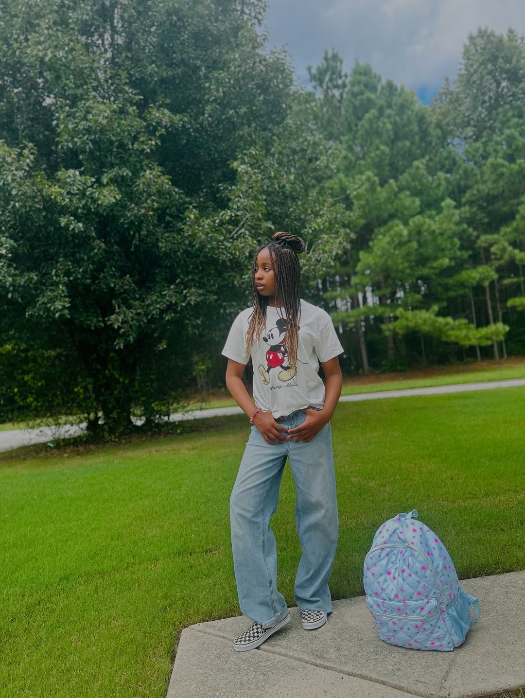 Mickey Graphic Tee And Baggy Jeans Back To School Vibe