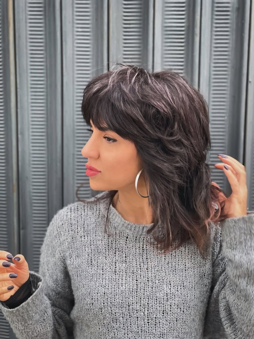 Modern Chocolate Shag With Wispy Bangs