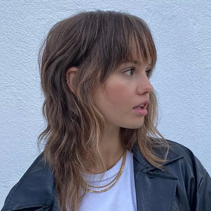 Modern Wolf Cut With Wispy Bangs