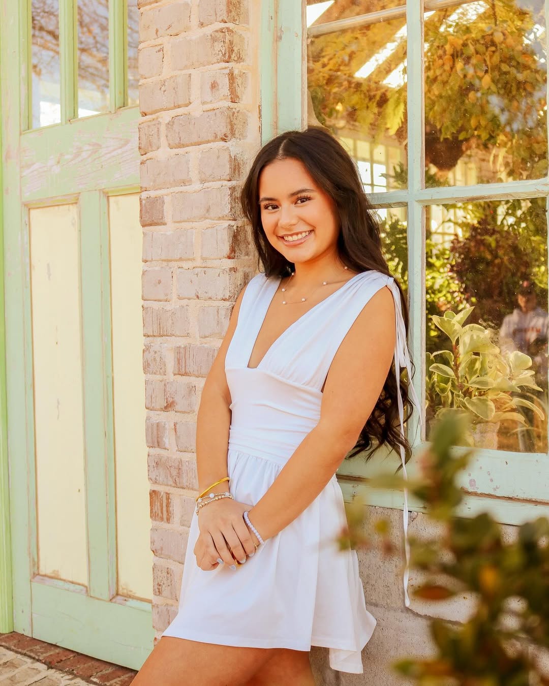 Monochromatic White Day Dress With Pearl Accents