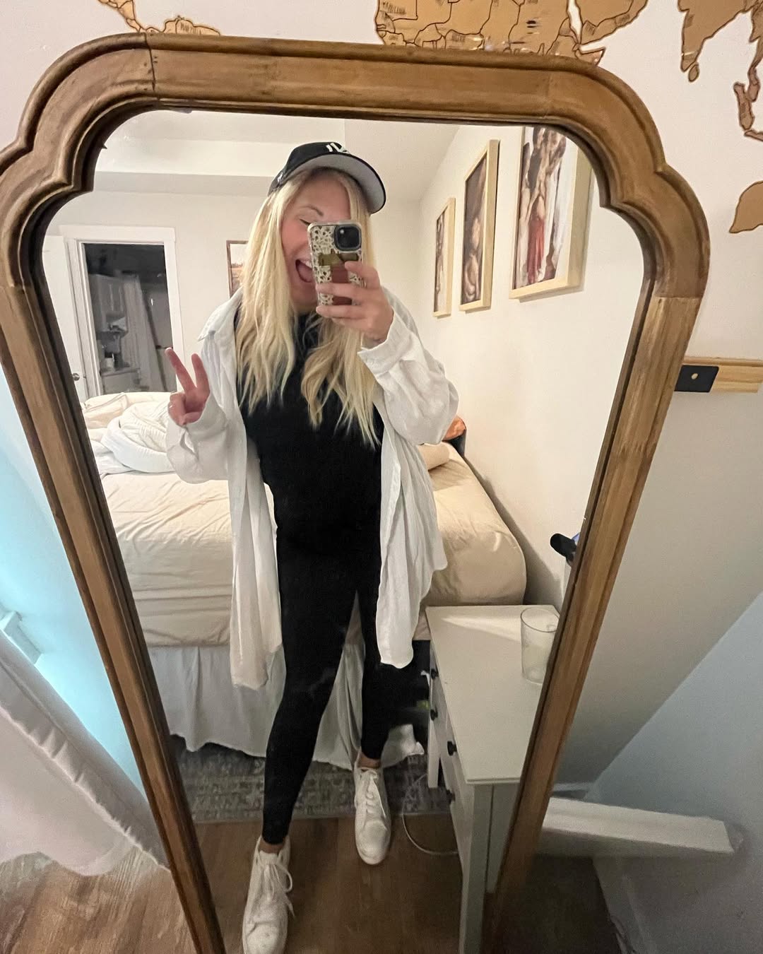 Monochrome Athleisure With Oversized Button-Down