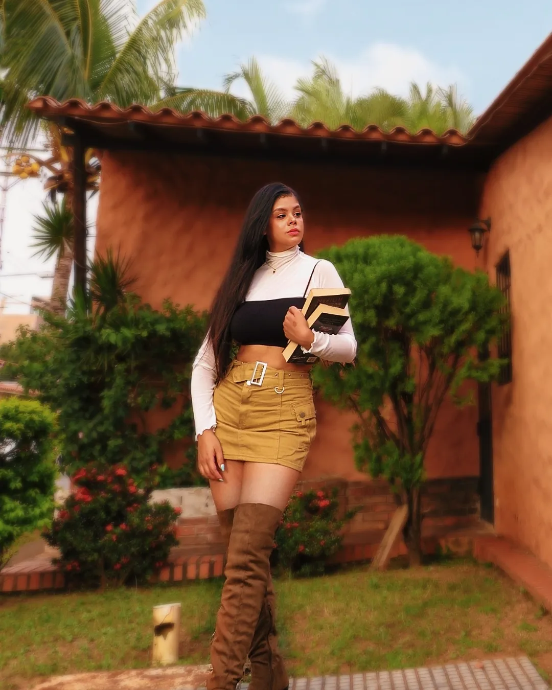 Monochrome Mock Neck Layer With Cargo Skirt