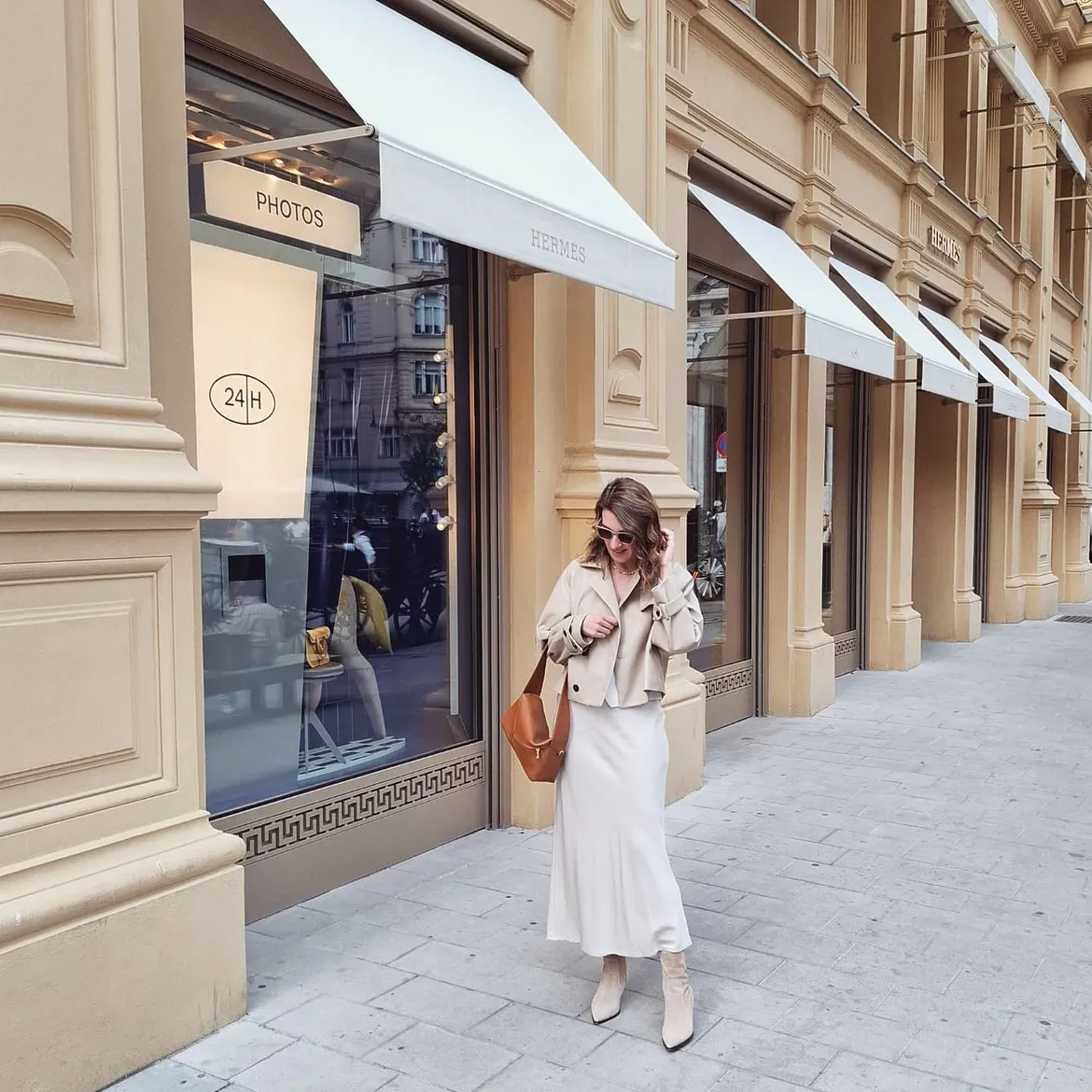 Monochrome Slip Skirt And Cropped Jacket Outfit