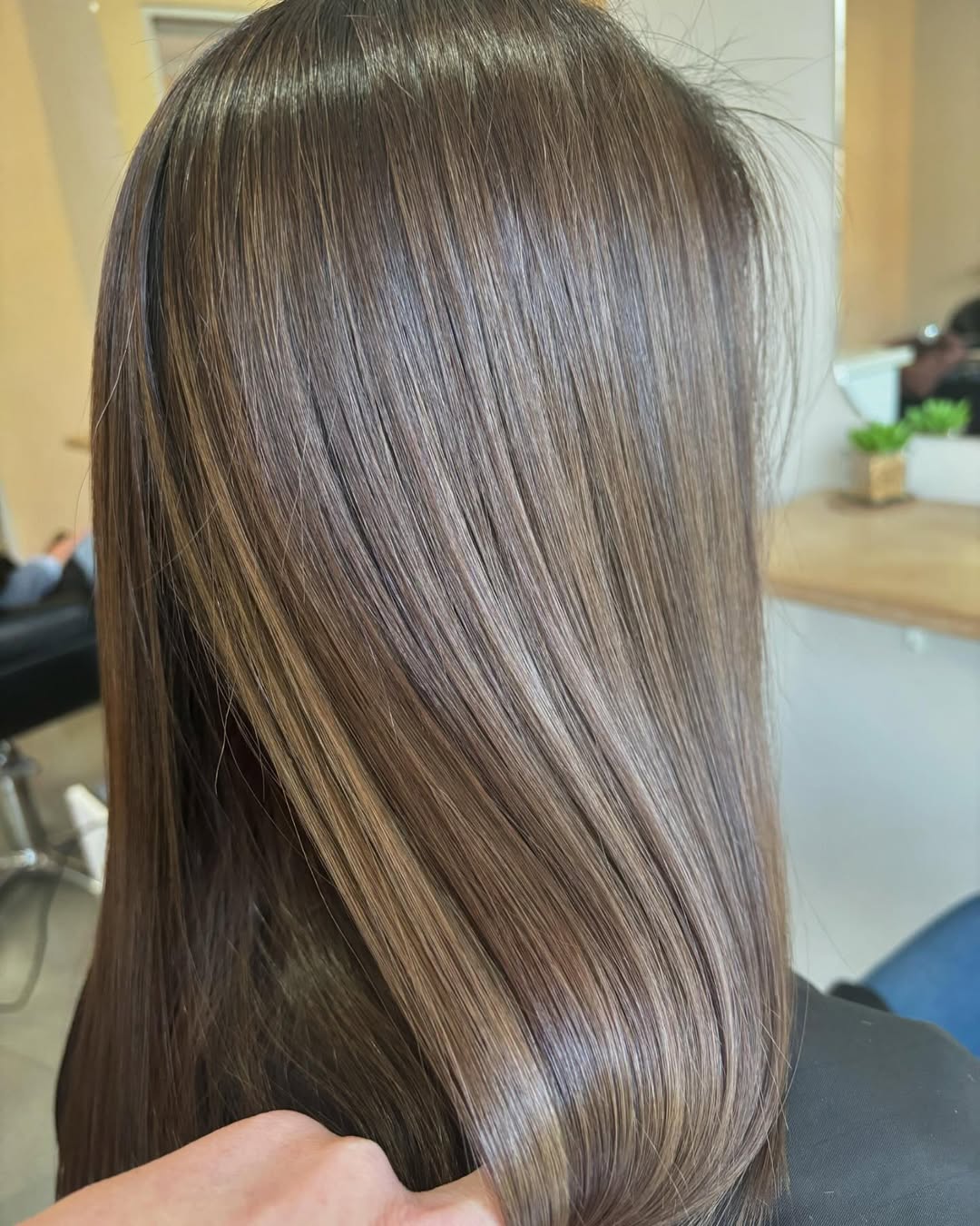 Mushroom Brown Balayage With Face Framing Layers