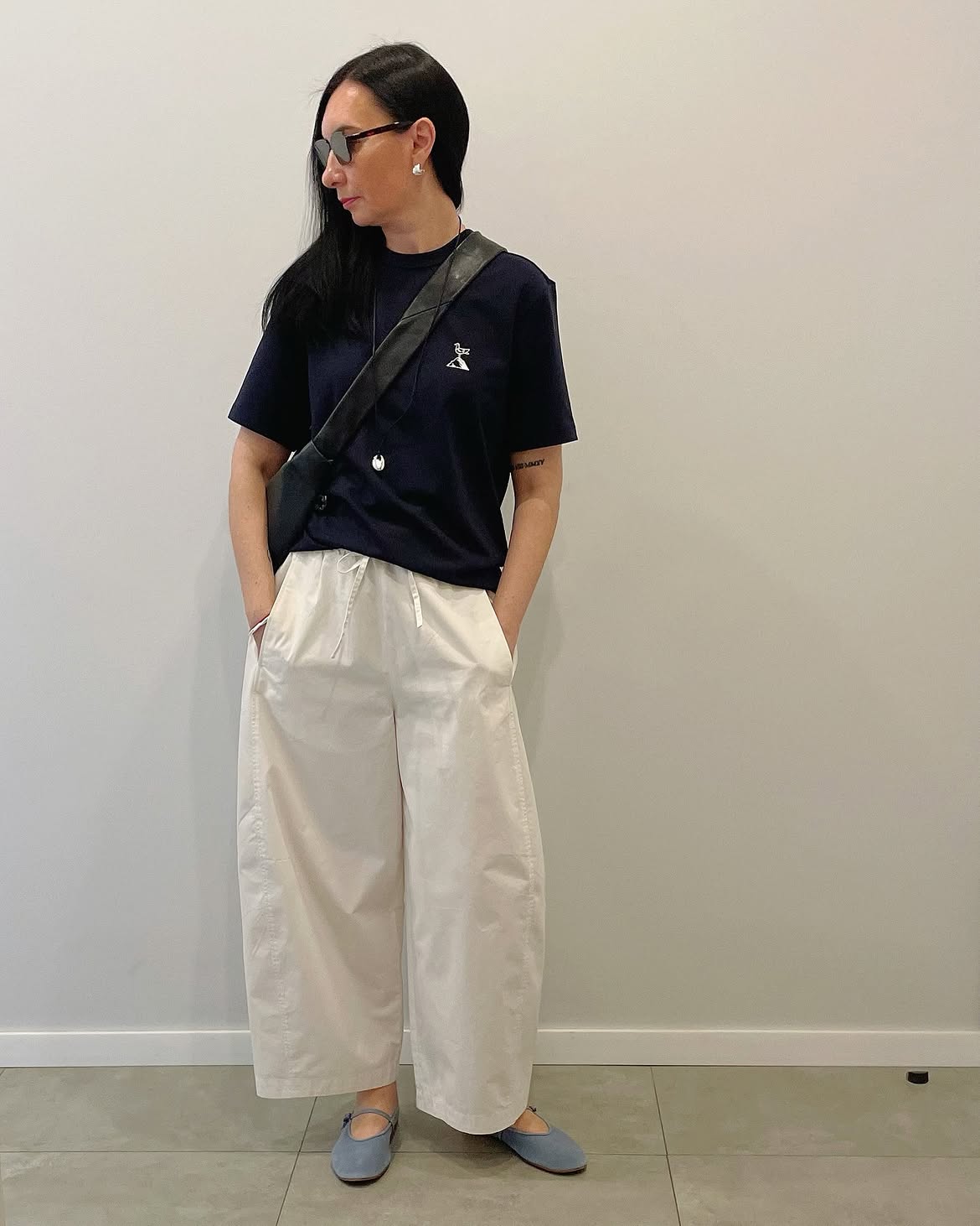 Navy Tee And Wide Leg Culottes Casual Cool
