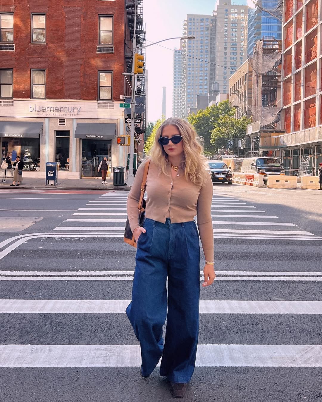 Neutral Knit And Wide Leg Jean City Stroll
