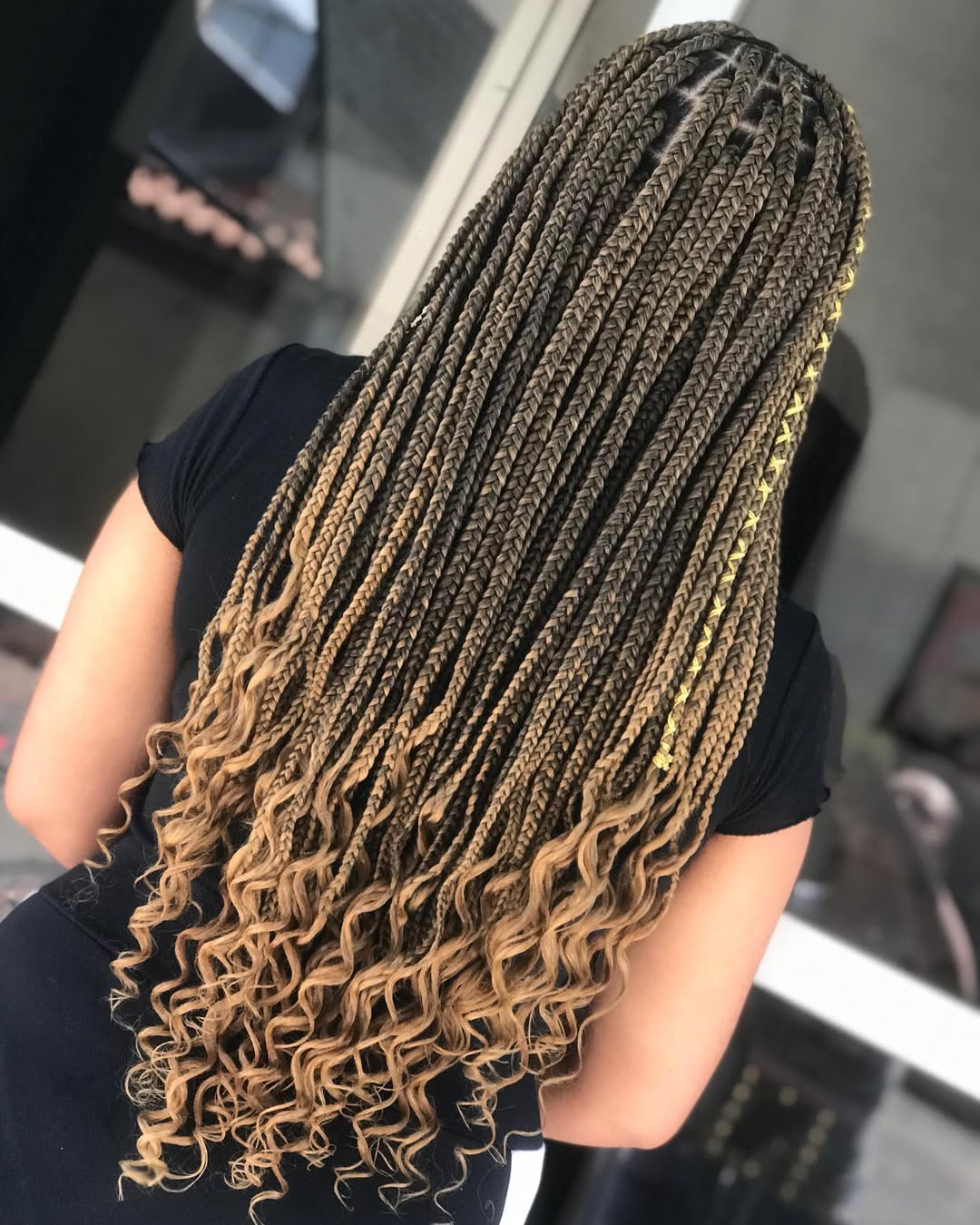 Ombre Box Braids With Curly Ends