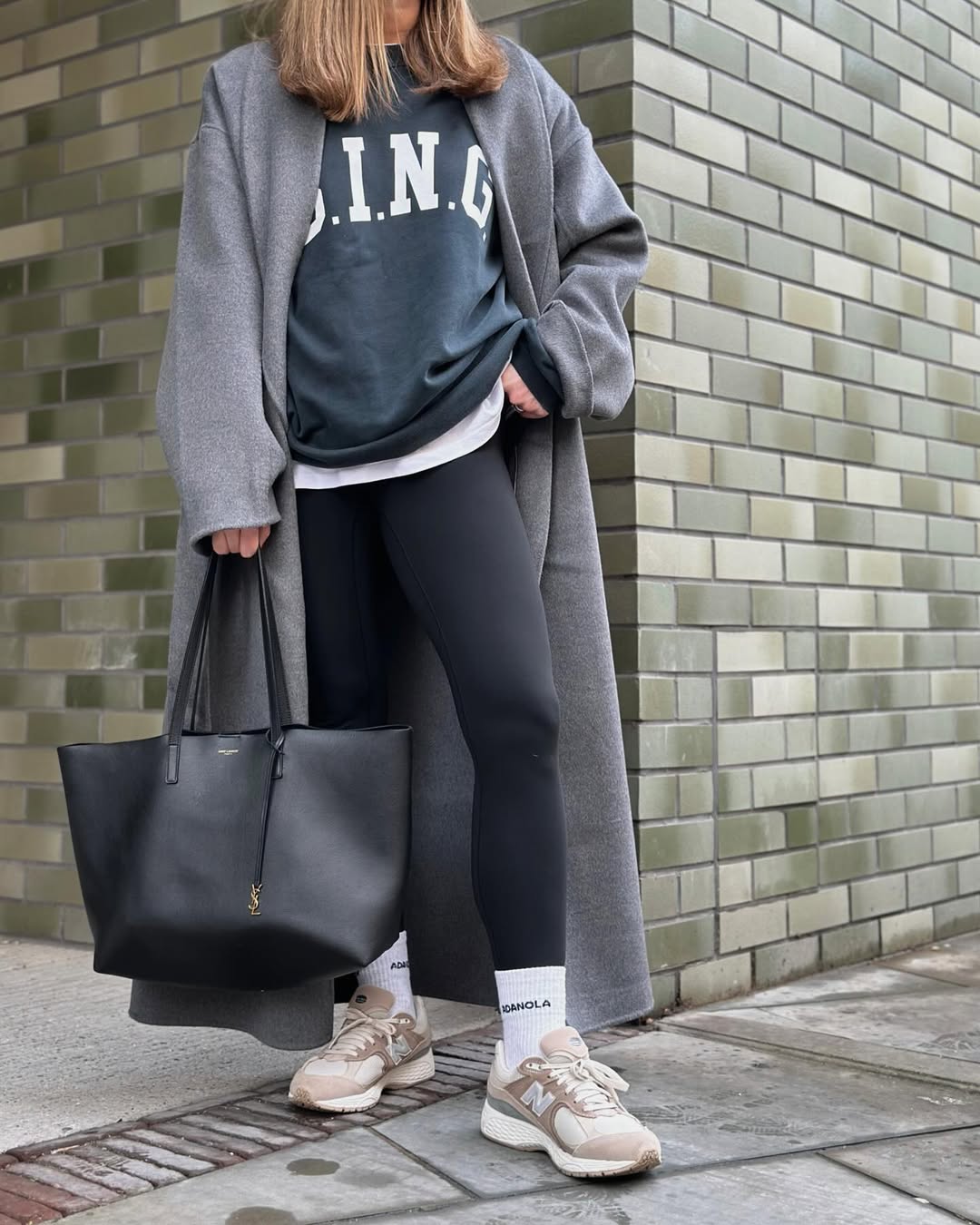 Oversized Coat With Leggings And Sweatshirt Combo