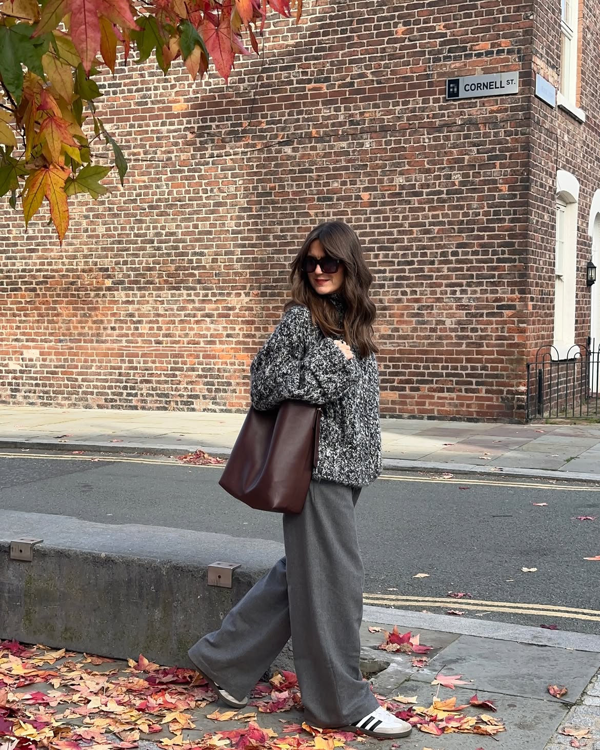 Oversized Knit With Wide Leg Trousers and Sneakers