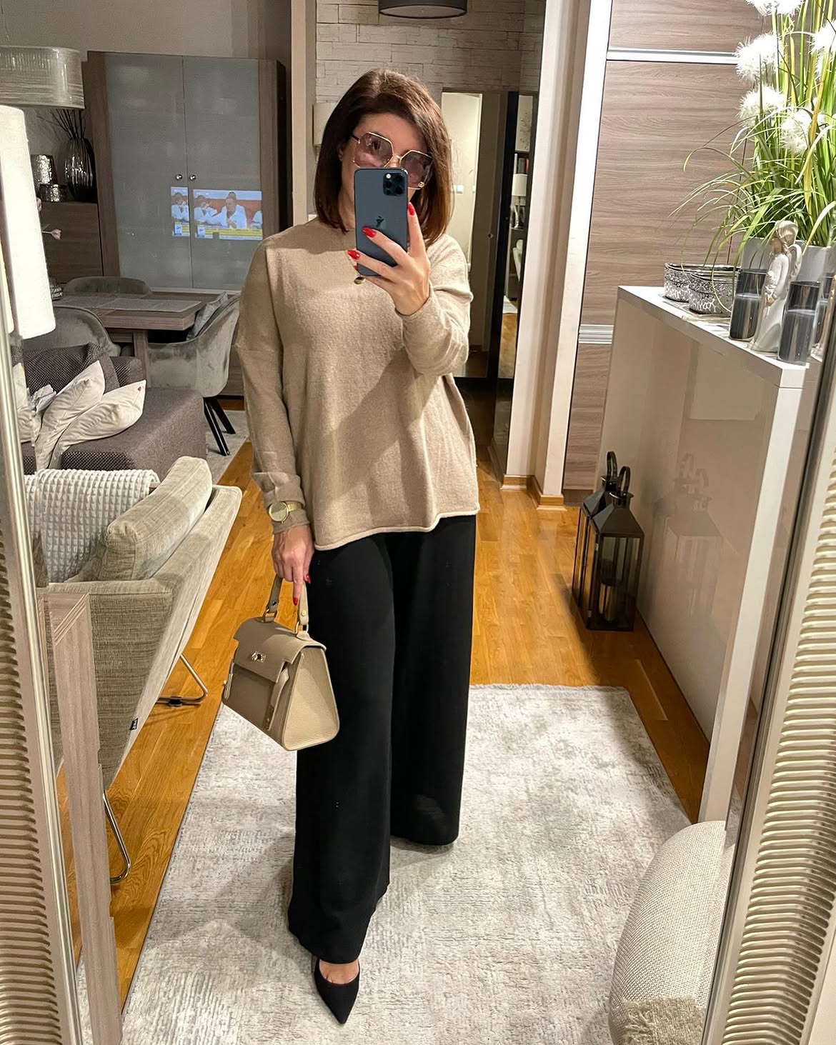 Oversized Sweater And Wide Leg Trouser Casual Fall Style