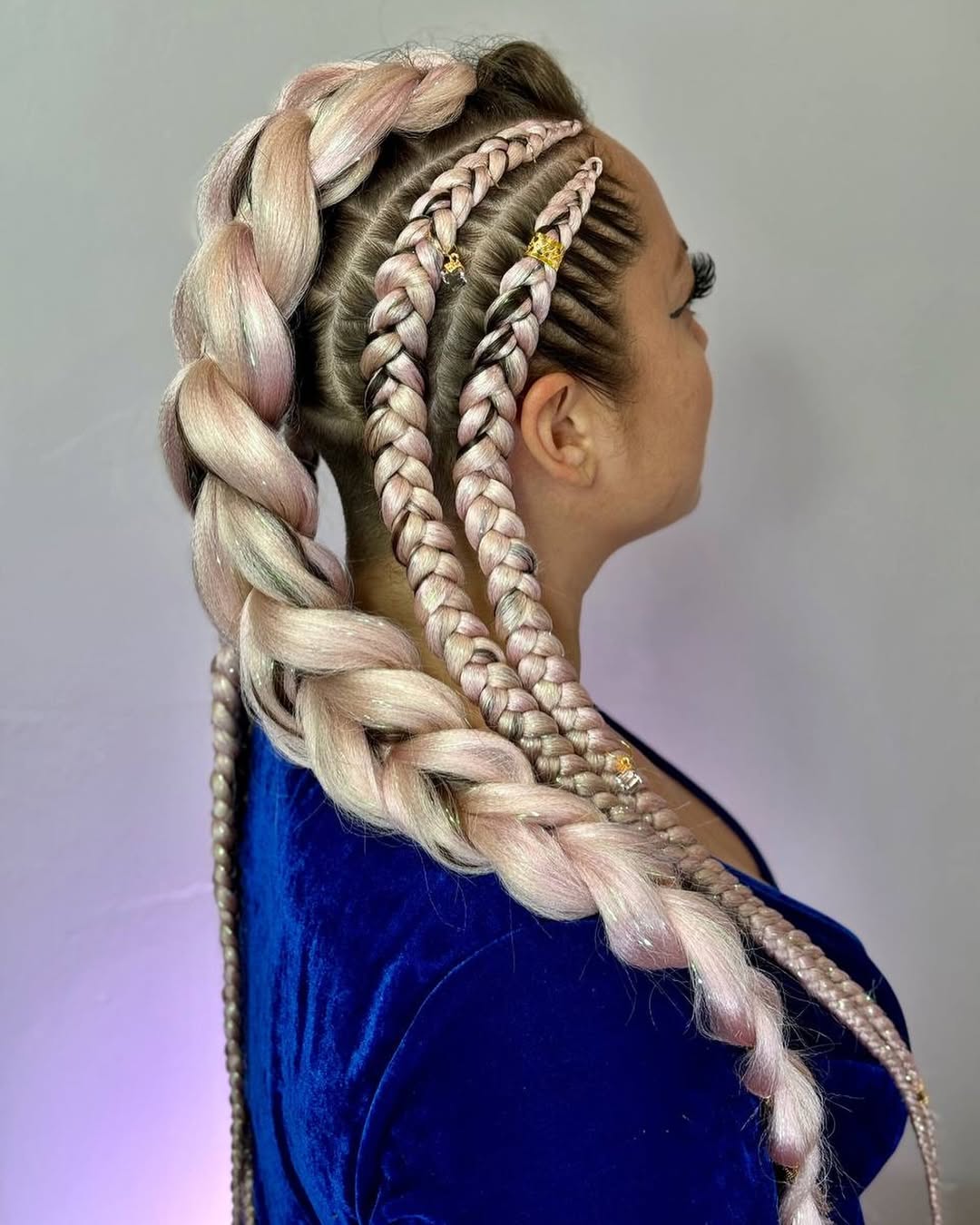 Pink Lemonade Jumbo Festival Braids With Gold Accents
