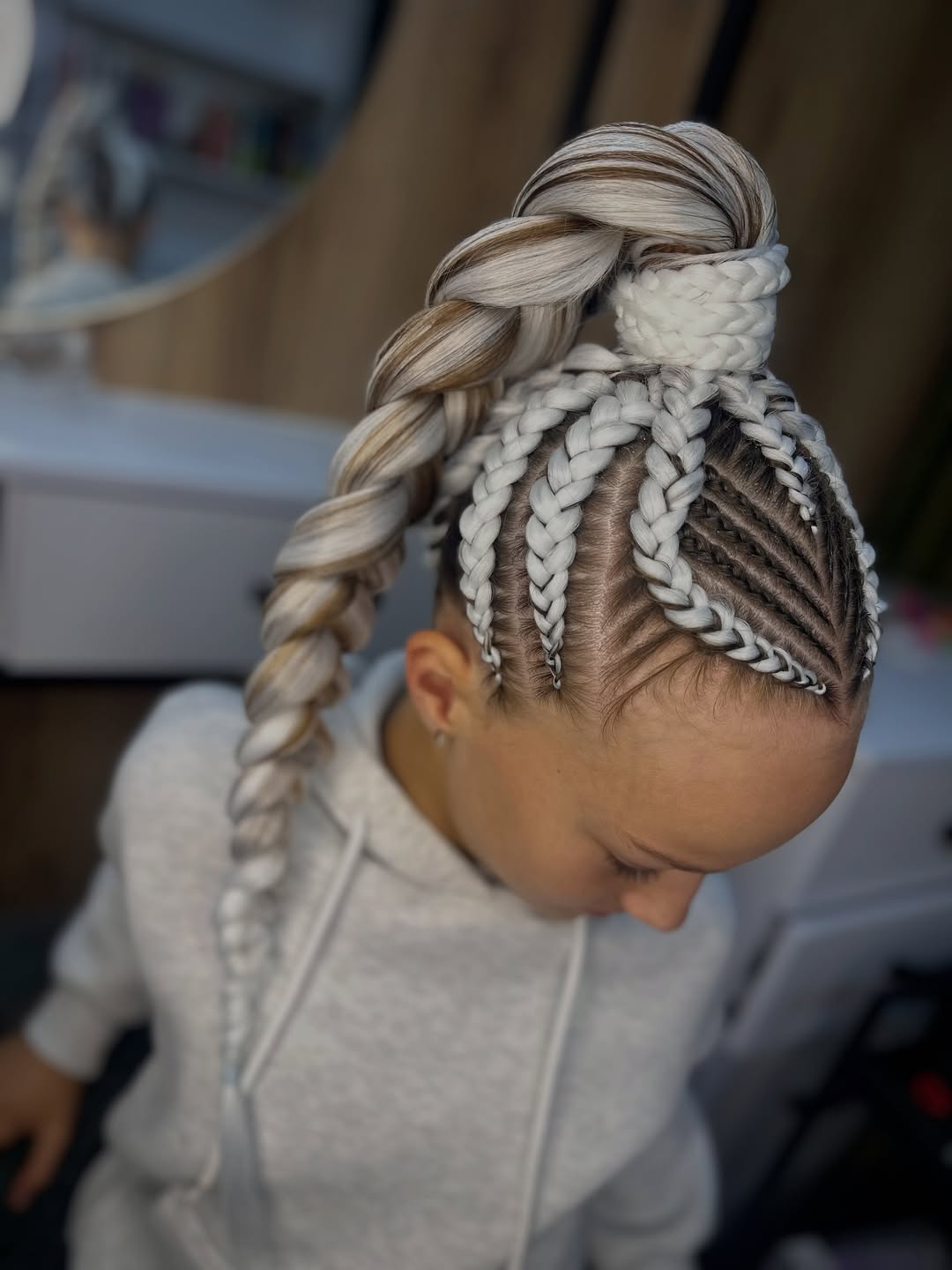 Platinum Blonde Feed-In Braids With Chunky Fishtail