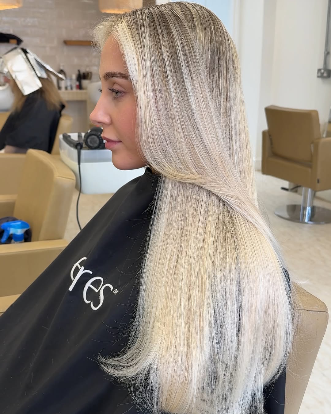 Platinum Blonde Shadow Root Sleek Long Hair