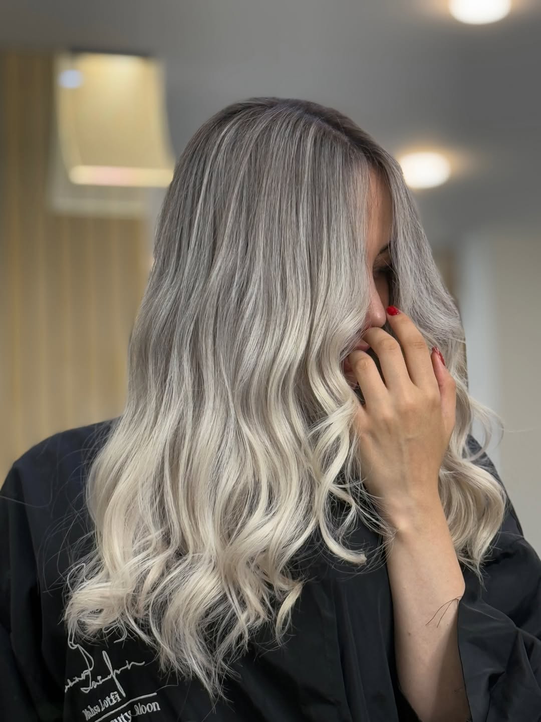 Platinum Blonde Waves With Shadow Root