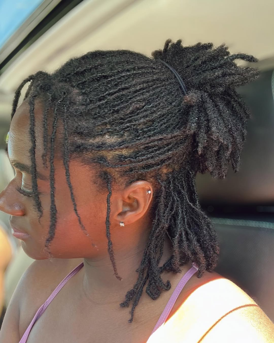 Playful Micro Loc Half Up Ponytail Style