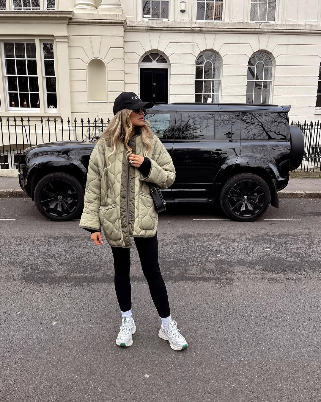 Quilted Jacket With Black Leggings Street Style