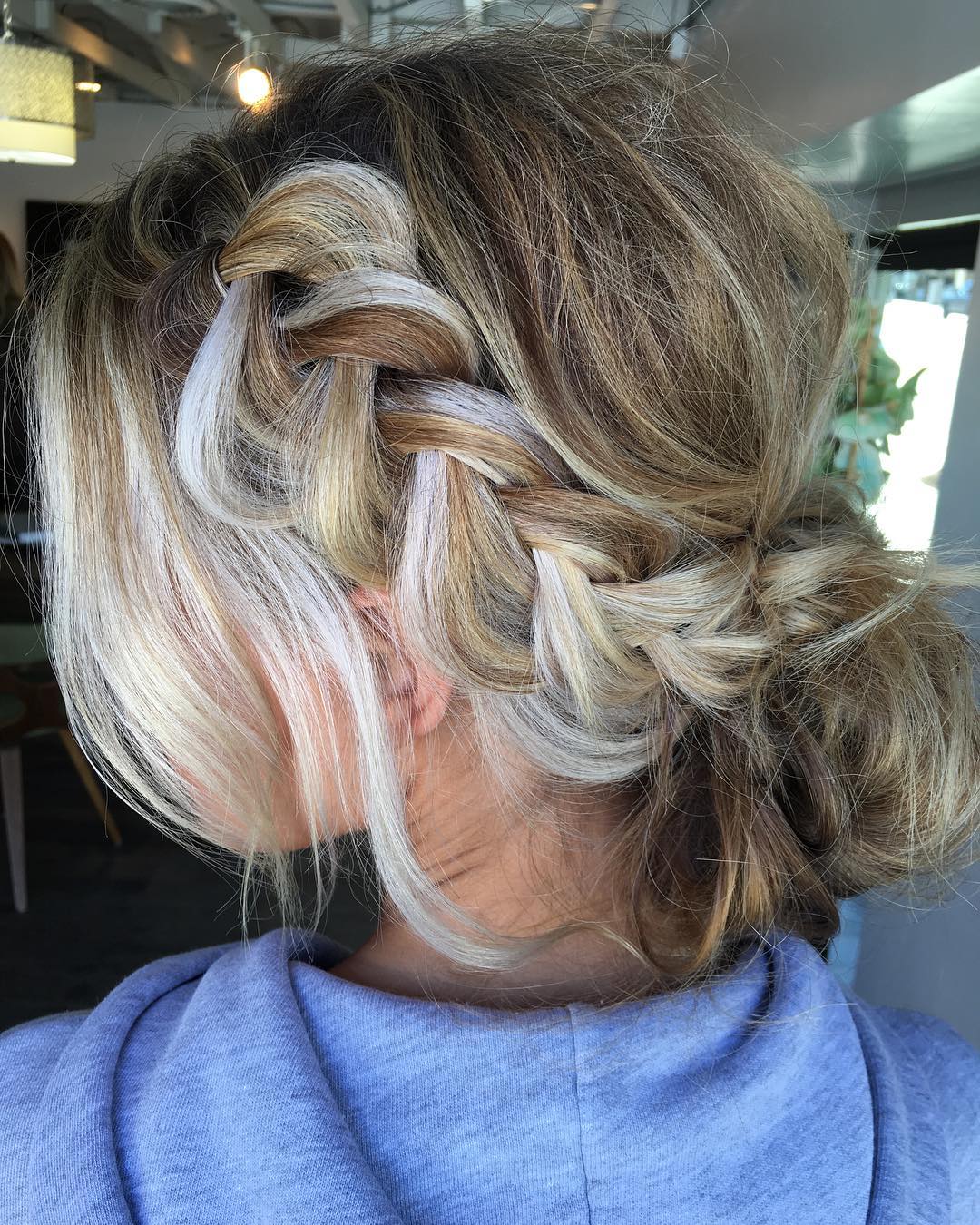 Relaxed Boho Braided Updo With Sun-Kissed Highlights