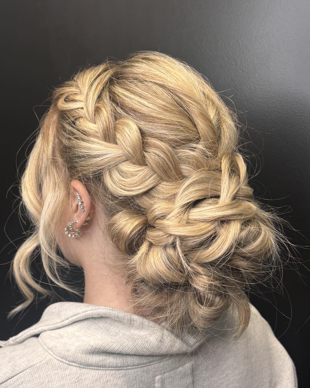Relaxed Braided Updo Golden Blonde Hair
