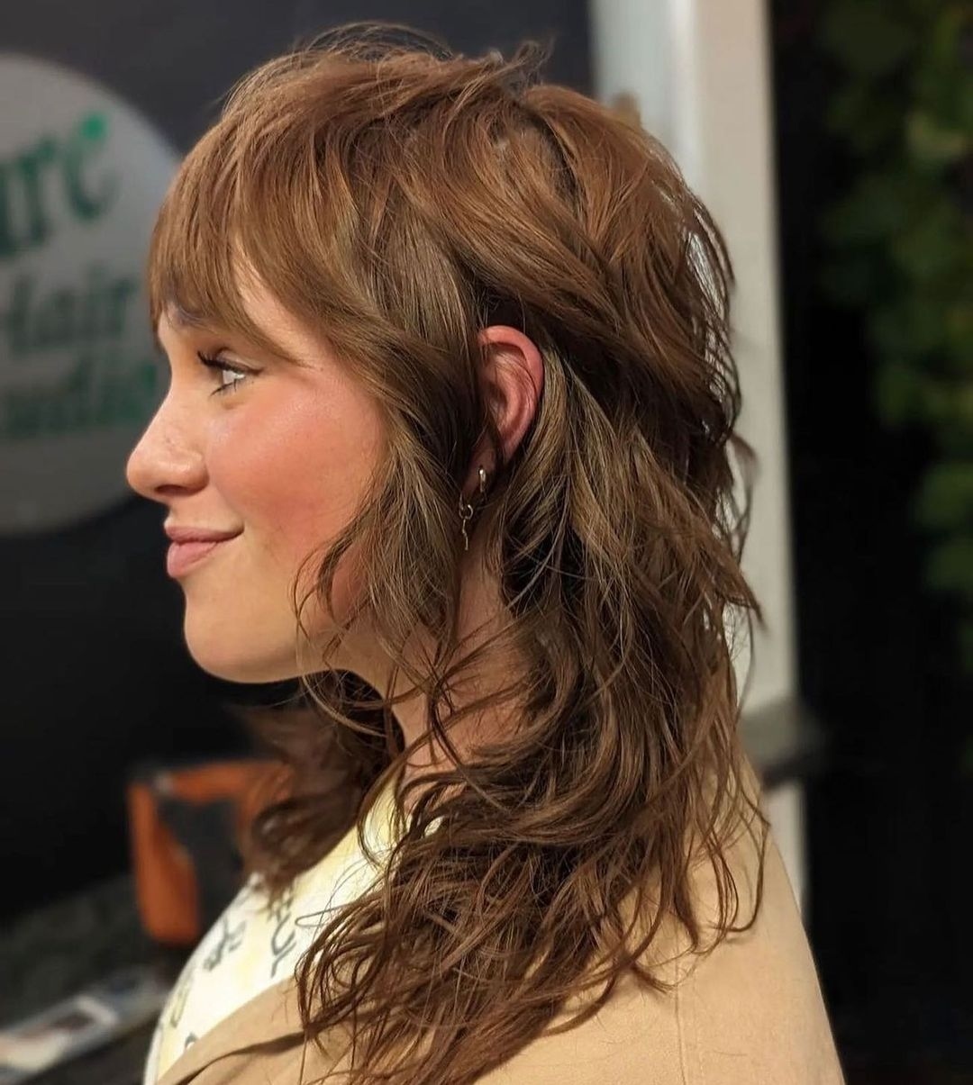 Relaxed Brown Shag With Wispy Bangs