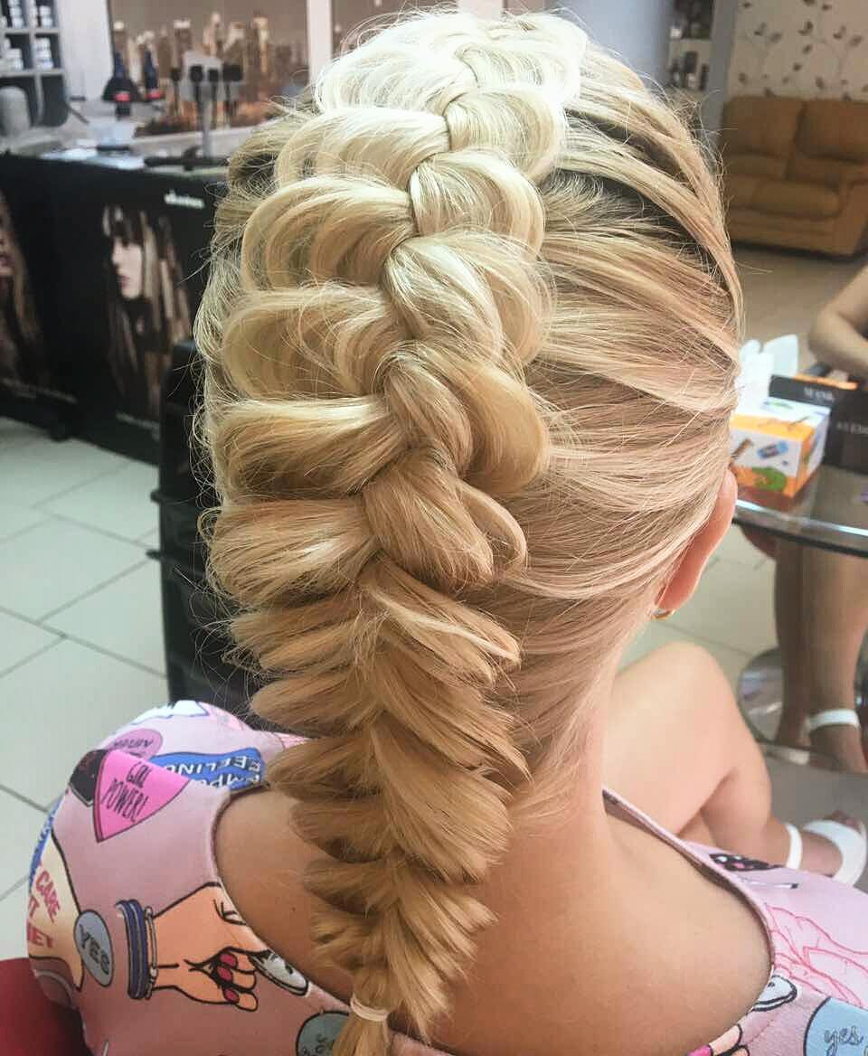 Relaxed French Braid Updo Platinum Blonde