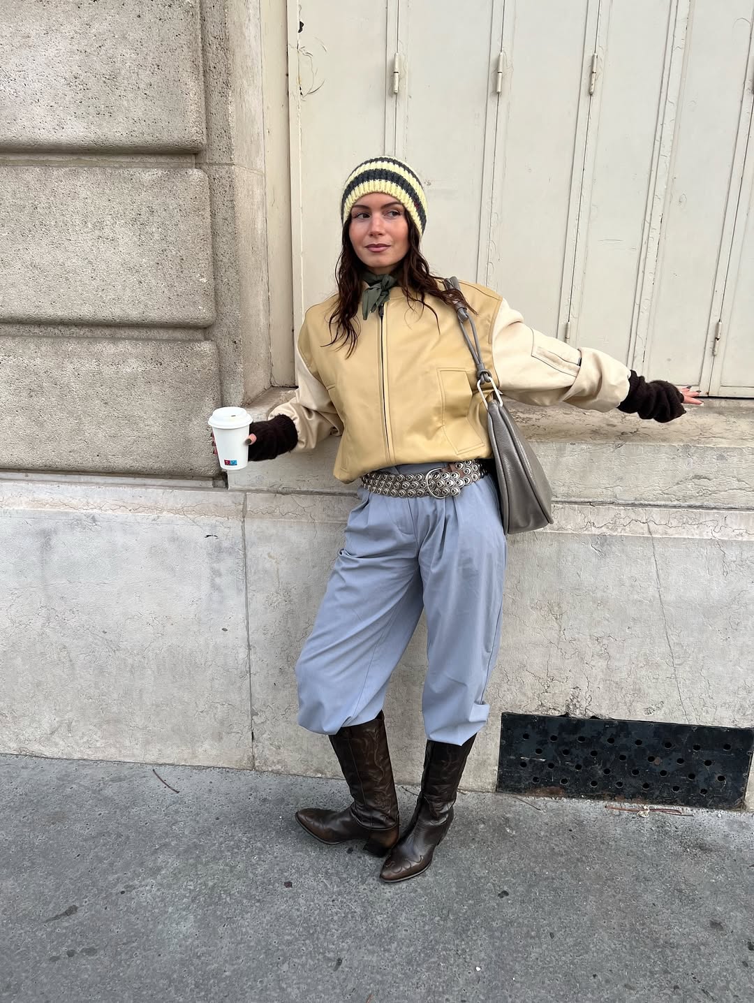 Retro Bomber Jacket & Cowboy Boots Combo