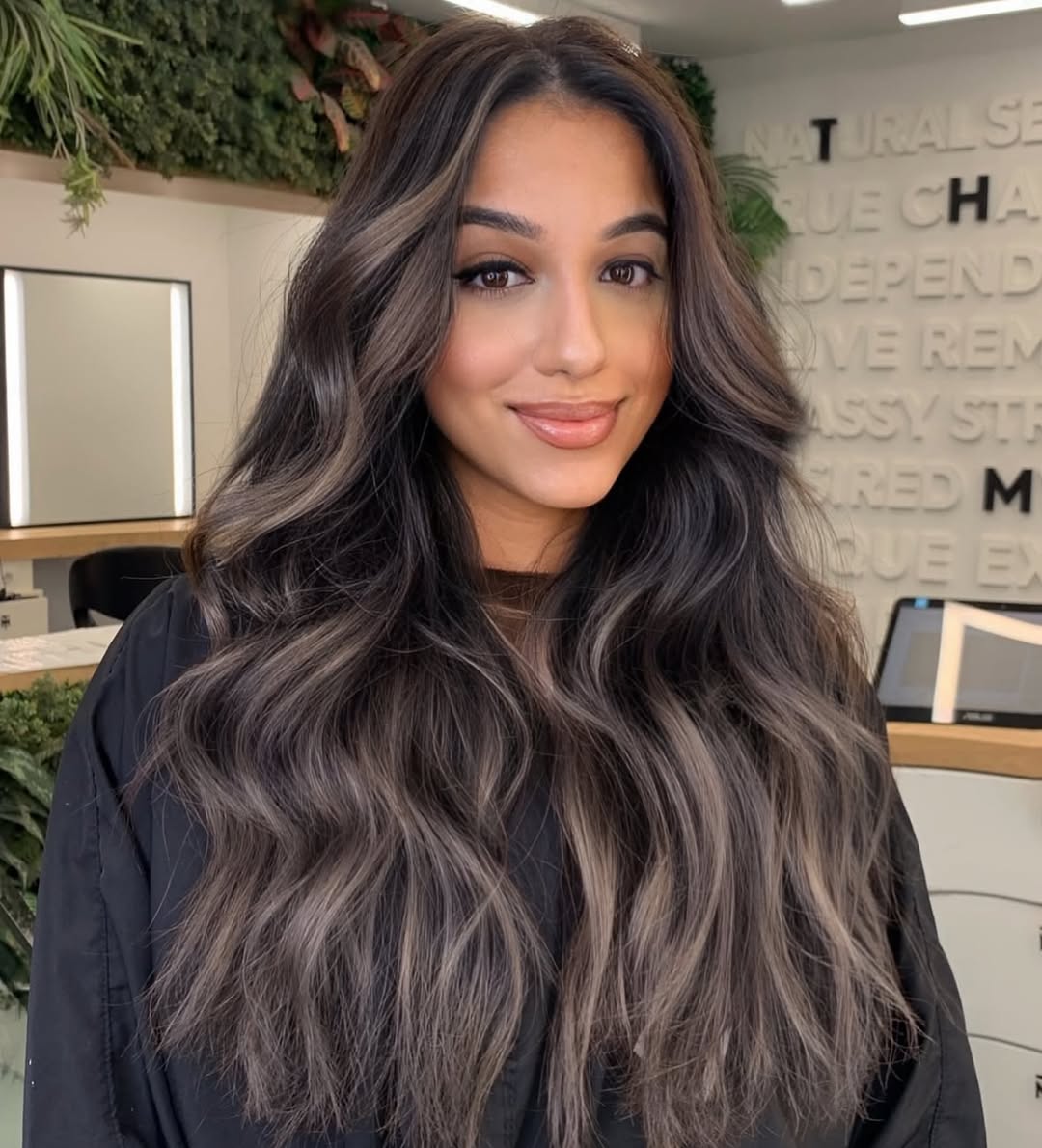 Rich Ash Brown Balayage For Wavy Long Hair