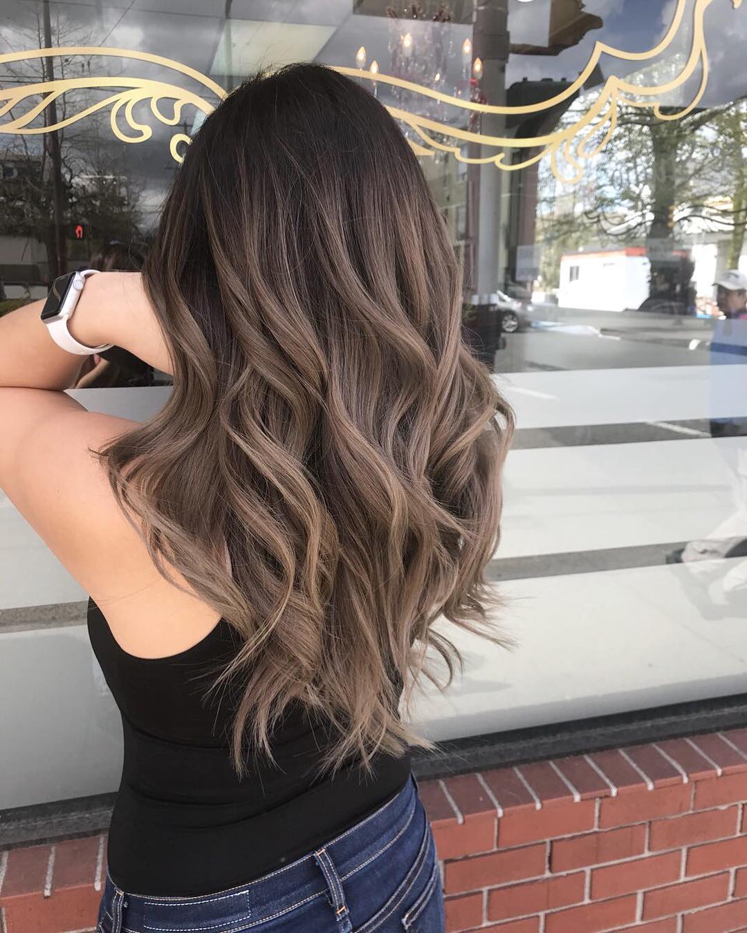 Rich Ash Brown Balayage With Wavy Layers
