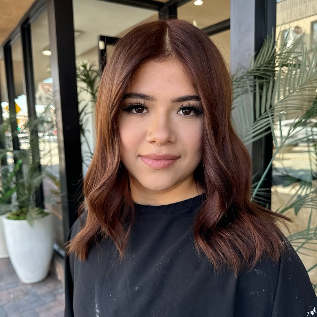 Rich Auburn Waves With Face Framing Layers