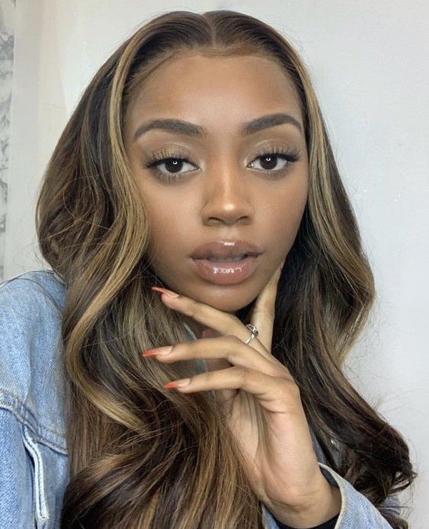 Rich Brunette Long Layers With Golden Face Frame