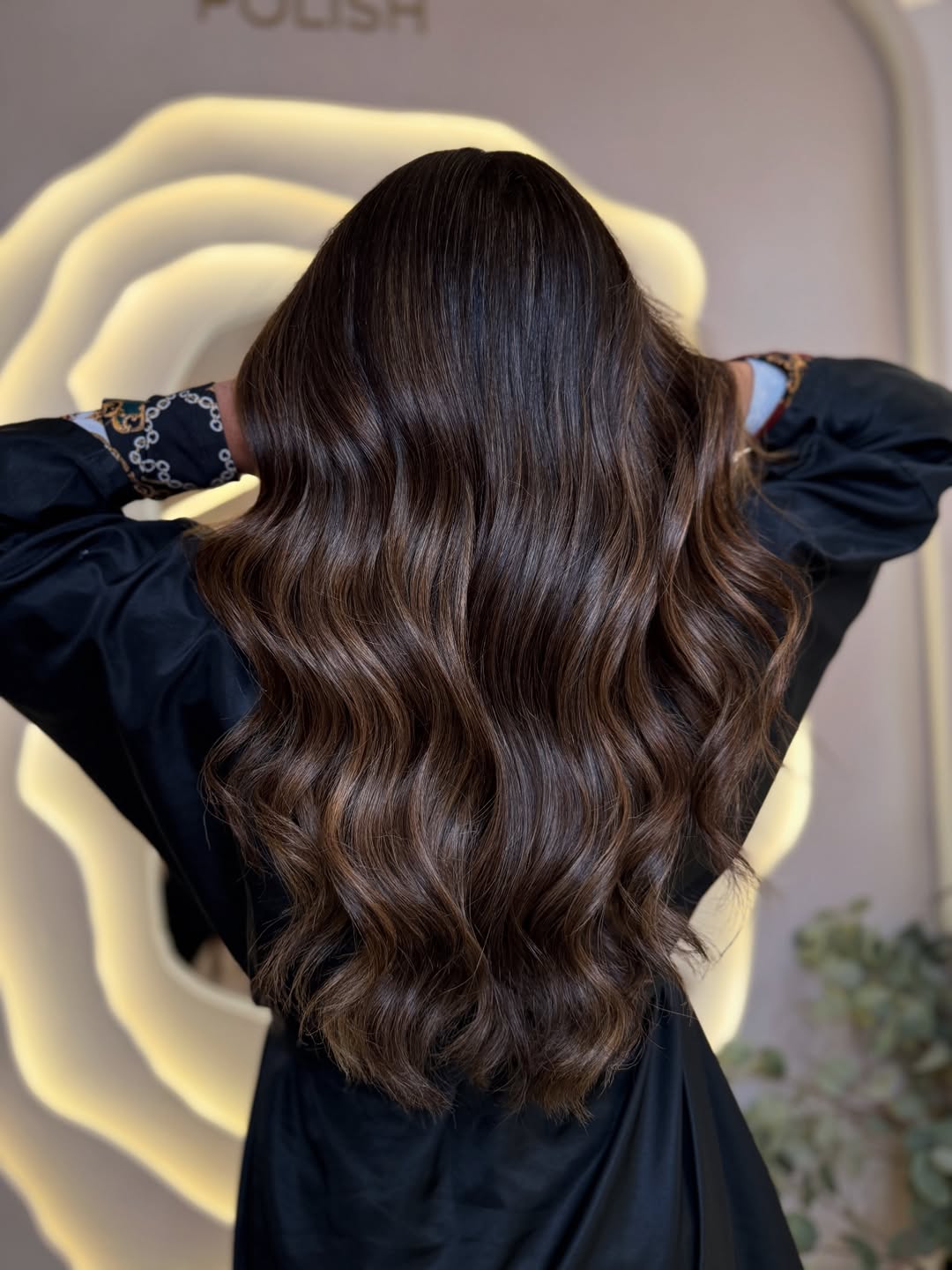 Rich Brunette Waves With Subtle Caramel Highlights