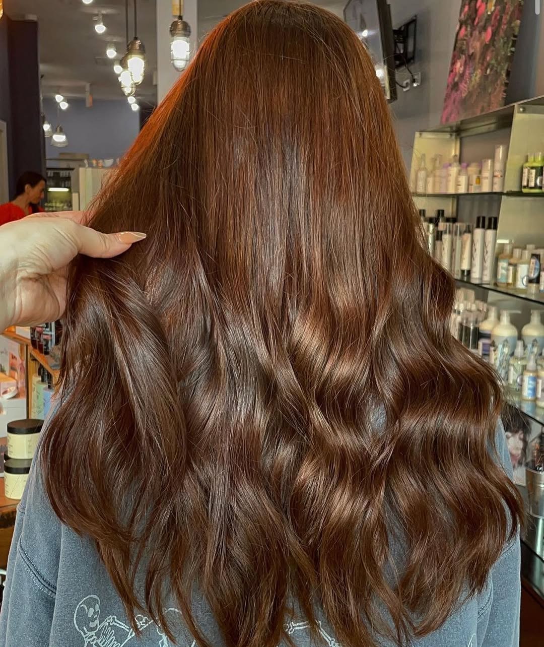 Rich Chestnut Brown Waves With Subtle Warm Undertones