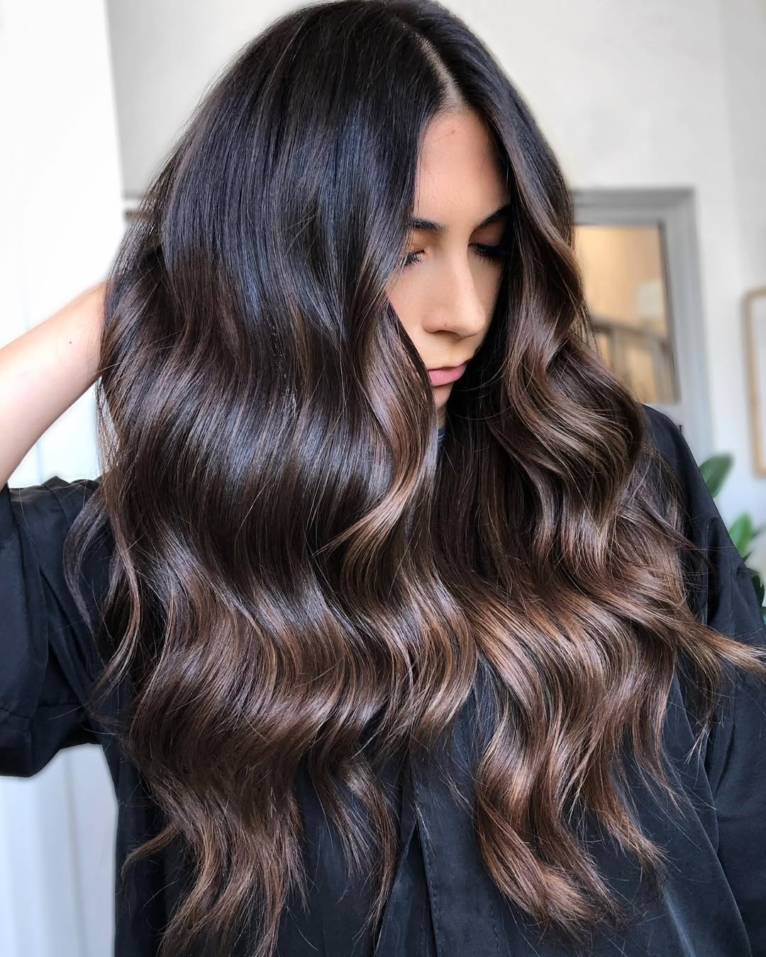 Rich Espresso With Caramel Balayage Waves
